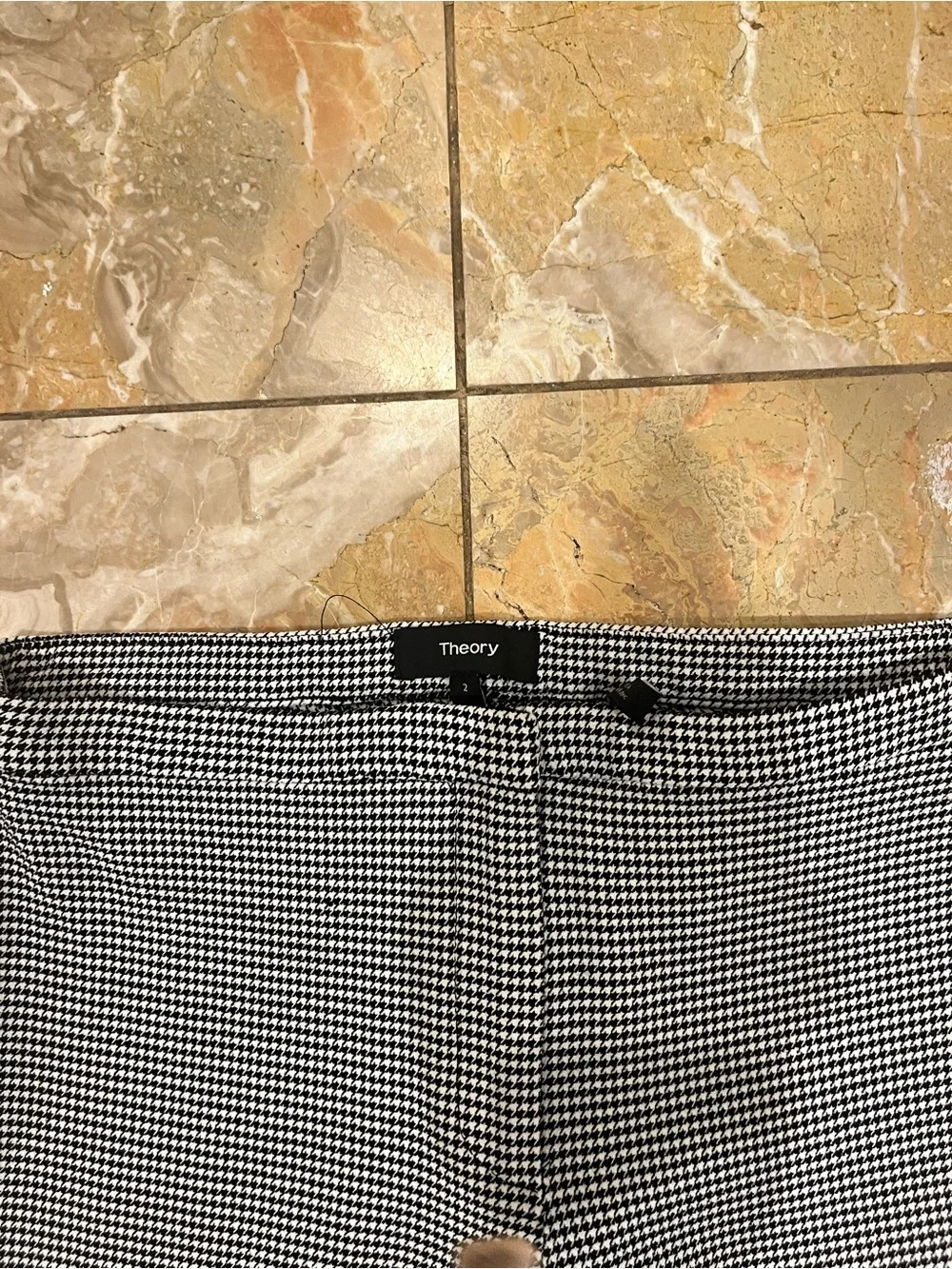 Theory Black and White Micro Houndstooth Kids Leggings